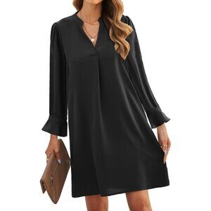 Women's Summer Casual Polyester V-Neck Shift Dress for Women